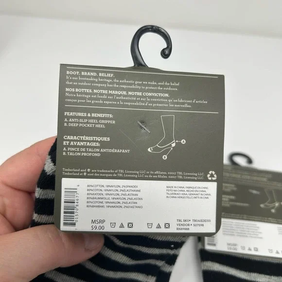 NEW Timberland Women’s Black Gray Stripe Liner Socks 3 Pairs - Picture 3 of 4